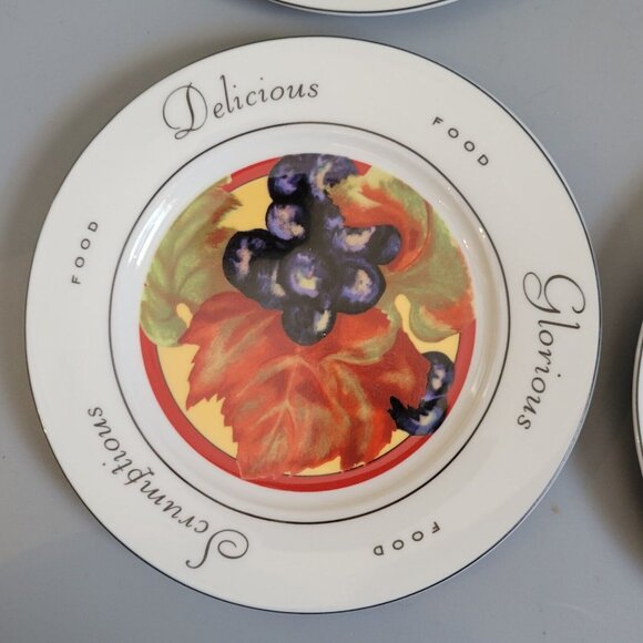 Appetizer Dessert Plate Set Grape The Monkey and The Peddler "Vendange" 4 Plates - Picture 6 of 8